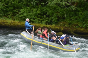 Boaters enjoying the whitewater rapids on the McKenzie River.